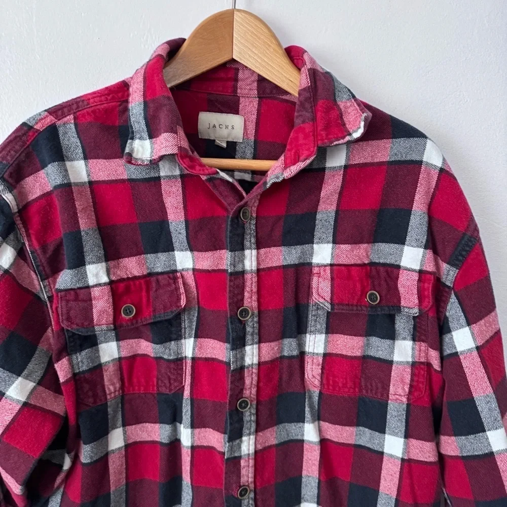 Jachs mens bundle of two XL button down flannels blue and red